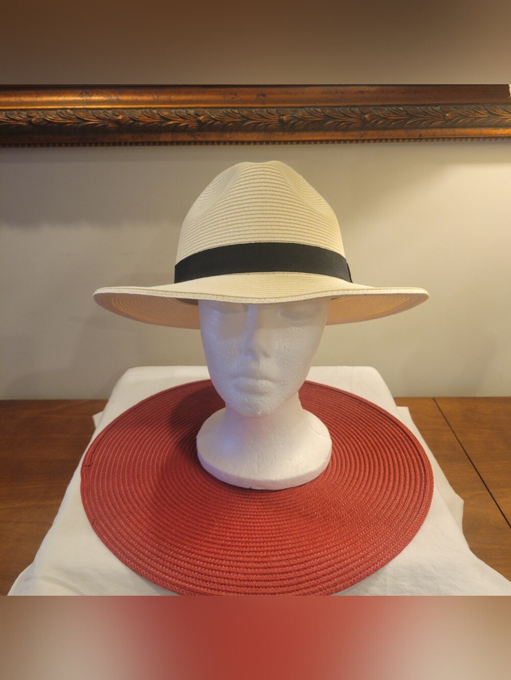 NWOT~ Cream Straw Fedora with Black Band (SUNDAY AFTERNOONS)